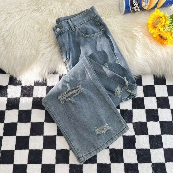 Männer Jeans Frühling und Herbst Neue Stil Zerrissene Hose Koreanische Street Fashion Gerade Lose Denim Hosen Baggy Blau Casual Hosen L68 230926