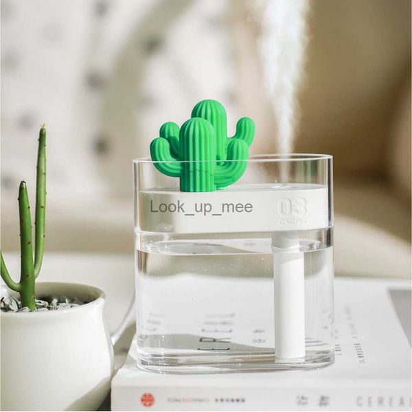 Umidificadores 160ml 5V Transparente Paisagem Cactus Portátil Escritório Home Umidificador de Ar USB Mini Atmosfera Night Light Acrílico Carro Névoa Maker YQ230926