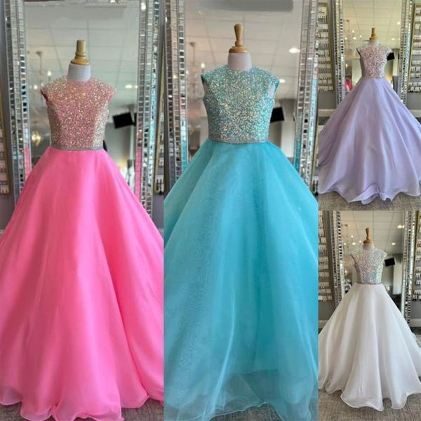 Aqua Mädchen Pageant Kleid 2023 Pailletten Mesh Schimmer Chiffon Kleines Kind Geburtstag Formales Partykleid Kleinkind Teenager Preteen Tiny Y2572