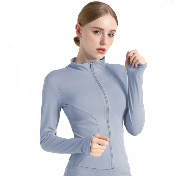 Damen-Yoga-Jacke, leicht, für Laufbahn, Fitnessstudio, Yoga-Jacke, Pullover, schlanke Passform, durchgehender Reißverschluss, Sportjacke mit langen Ärmeln, Taschen und Daumenlöchern, S/M/L/XL