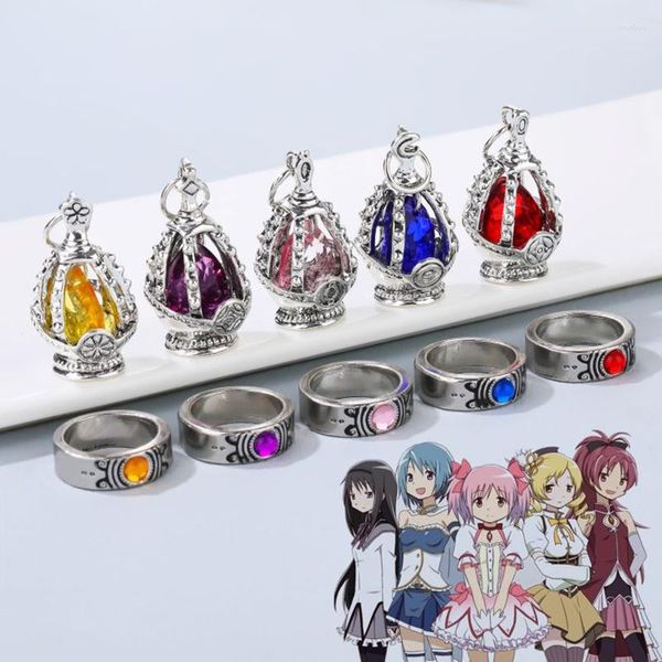 Party Supplies Anime Puella Magi Madoka Magica Soul Gem Halskette Kristall Anhänger Ring Cosplay Kostüme Liebhaber Schmuck Set Accessoies Prop