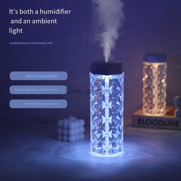 Nemlendiriciler Mini Taşınabilir Aromaterapi Nemlendirici Küçük ev kullanımı için parlak gül masa lambası YQ230926