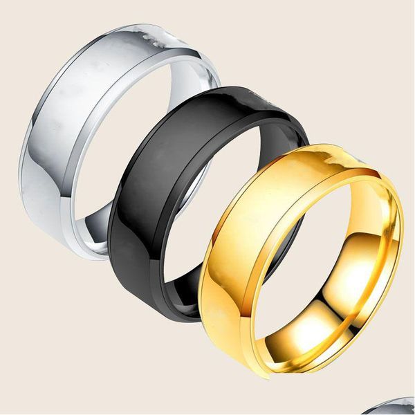 Bandringe 6mm Edelstahl Glatte Platte Ring Herren Europäische und amerikanische einfache Hersteller Titanschmuck individuelles Muster N Dhixe