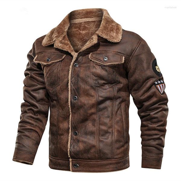 Herren Pelz Herren Lederjacken Motorrad Mode Stehkragen Reißverschlusstaschen Männlich Vintage PU Mäntel Biker KunstlederModeOberbekleidungT125