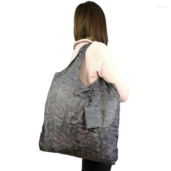 Sacos de armazenamento elegante dobrável shopper saco de nylon seda eco-amigável tote bolsas portáteis samll viagem para crianças