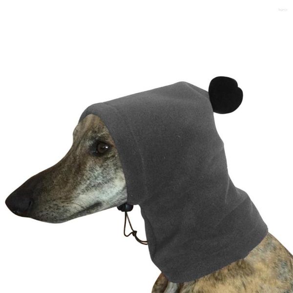 Hundebekleidung Whippet-Mütze, Windhund-Mütze, warmes Polar-Fleece, einfarbig, Plüsch, mit Ball, verstellbarer Kordelzug, Kopfbedeckung