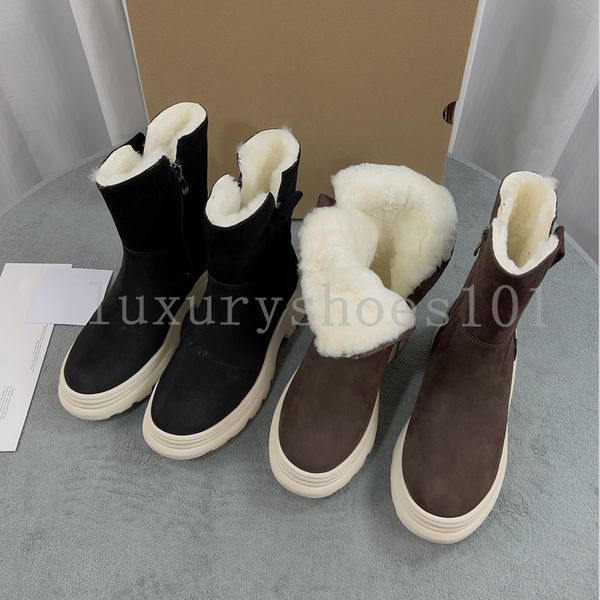 Stivali da neve firmati Australia Stivali da donna Mini stivaletti invernali Bailey Pelliccia di castagna Neve Mezza ginocchio Lady Pelle di pecora Lana Peluche Caviglia Pelliccia corta Wggs Scarpe da donna Tasman