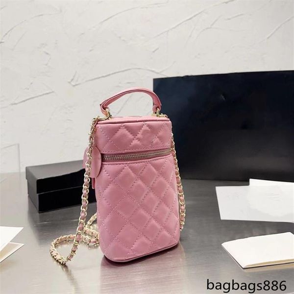 Mini portamonete da donna designer porta cellulare borsa con manico in pelle di vitello con catena in metallo argentato Borse a tracolla con tracolla walle208y