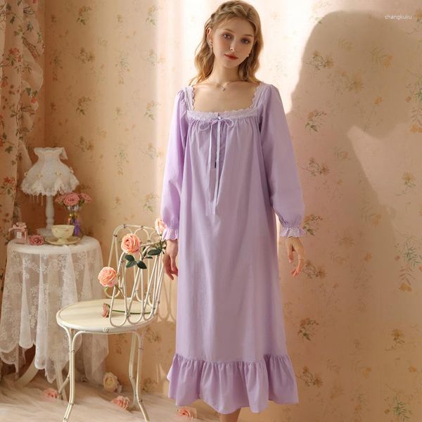 Damen-Nachtwäsche Roseheart Damen Homewear Damen Baumwolle Lila Sexy Nachthemd Nachtwäsche Luxuskleid Nachthemd