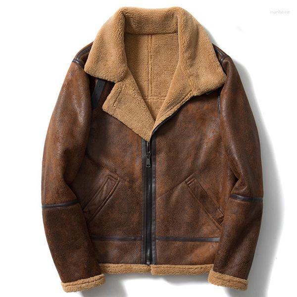 Männer Pelz Vintage Mode Herren Leder Jacke Und Mantel Casual Marke Automotive Mann Samt Outfit Mäntel Männliche Outwear