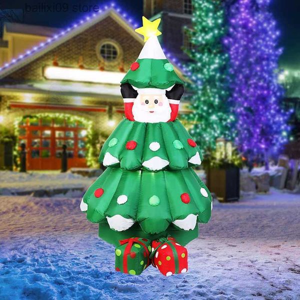 Decoración de fiesta Árbol de Navidad inflable de 6 pies con cajas de regalo emergentes de Papá Noel Decoración de árbol de Navidad con luces LED Juguetes al aire libre para niños T230926