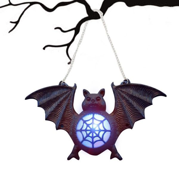 Statuette decorative Halloween Lanterna per pipistrelli sospesa Luci colorate luminose per pipistrelli 3D con cordino Decorazione spettrale per