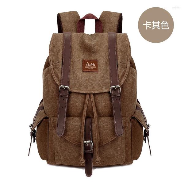 Mochila Moda Masculina Vintage Lona Escola Bolsa Viagem S Grande Capacidade 14 '' Laptop