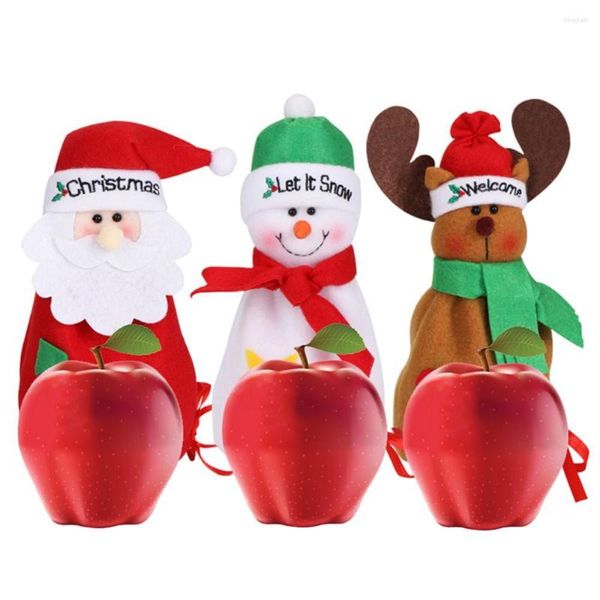 Noel dekorasyonları elma çantası şeker yaşlı adam kardan adam elk brawstring kolye dekorasyon sahnesi düzeni