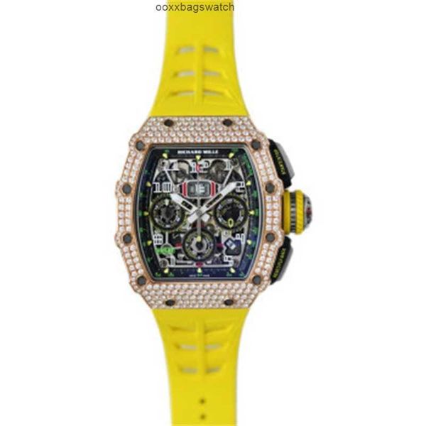 Наручные часы Mills Часы Richardmill Автоматические механические спортивные часы RM11-03rg Сатинированное матовое покрытие Титановый сплав уровня 5 Роскошные мужские часы с бриллиантами HBEK