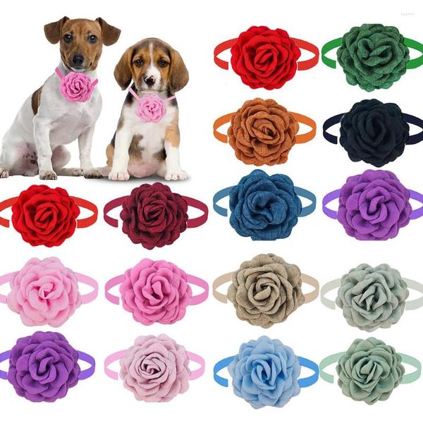 Abbigliamento per cani 30 pezzi grandi papillon squisito stile fiore di seta papillon per animali piccoli accessori per toelettatura