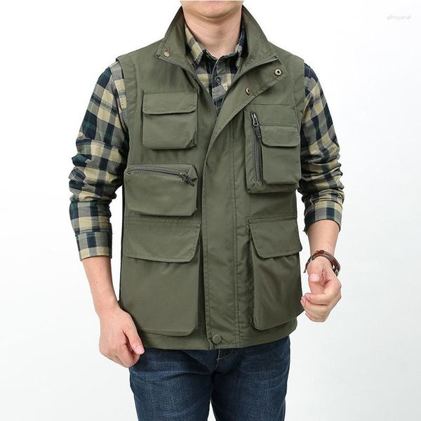 Herrenwesten Denim Weste Frühling Männliche ärmellose Jacke Mantel Sommer für Männer Arbeit Herrenbekleidung Jagd Multi-Pocket Mesh Kleidung MAN