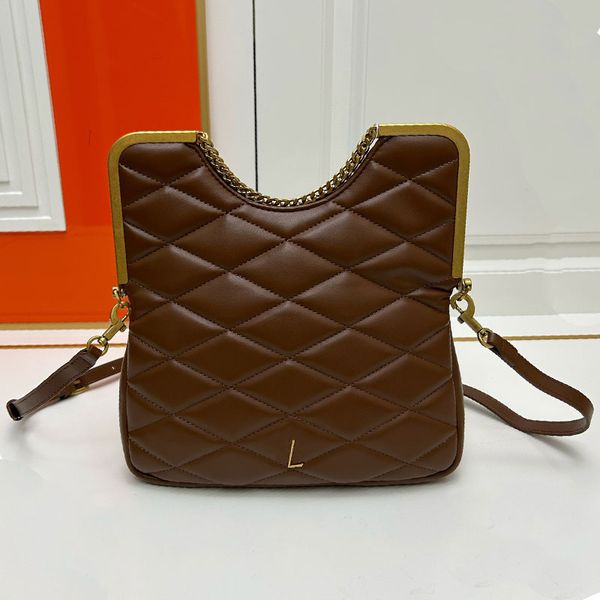 Vintage de alta qualidade couro genuíno totes saco designer saco das mulheres bi direcional zíper bolsa ombro bolsa elegante dobrável diamante checker crossbody saco