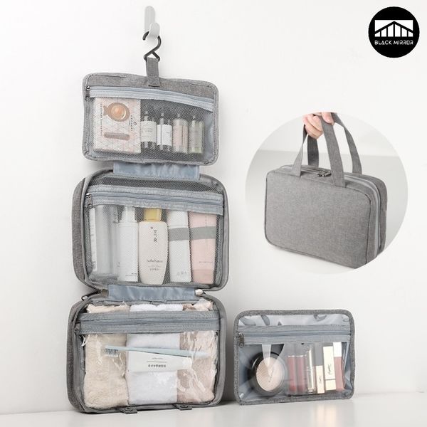 Sacos cosméticos casos grande capacidade de viagem saco de higiene pessoal com gancho pendurado à prova dwaterproof água banheiro saco de armazenamento cosmético maquiagem organizador washbag 230925