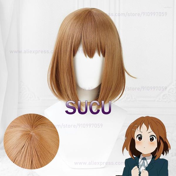 Articoli per feste Parrucca cosplay Anime K-ON Yui Hirasawa 33 cm Capelli sintetici corti resistenti al calore Accessori per Halloween