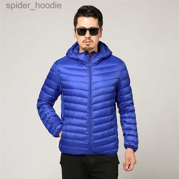 Parkas masculinas para todas as estações, jaqueta ultraleve e embalável, resistente à água e ao vento, casaco respirável, tamanho grande, jaquetas com capuz masculinas L230927