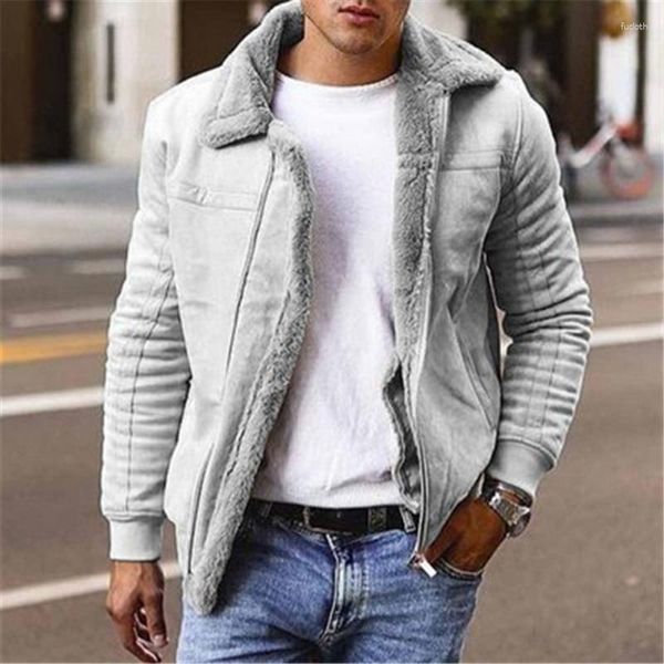 Pele masculina 2023 jaquetas e casacos de couro falso forrado de lã inverno quente parkas engrossar casaco térmico outerwear