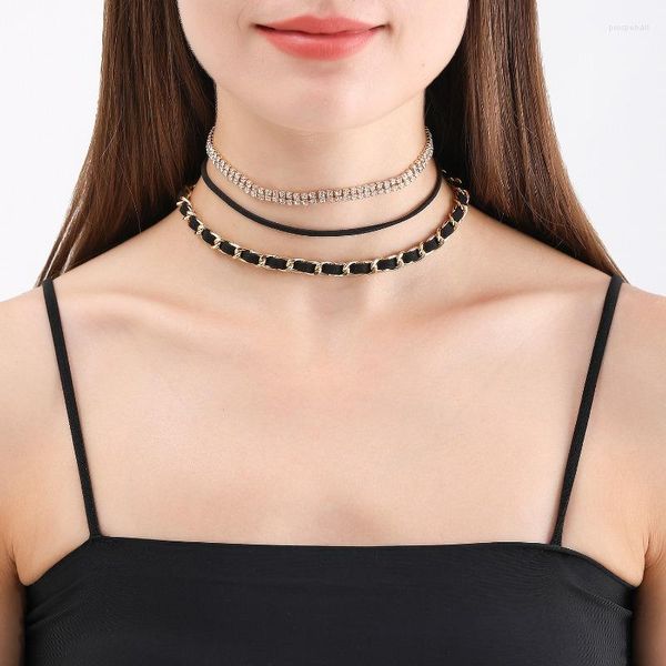 Choker Schwarz Band Seil Kette Schmuck Kpop Mode Mehrschichtige Kragen Halsketten Für Frauen Chunky Statement Dame Zubehör