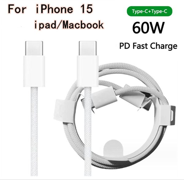 60W PD Typ-C auf Kabel für iPhone 15 Buch Ipad Pro Schnellladekabel für Samsung Xiaomi Huawei Daten 1M Kabel Typ C Beste Qualität mit Box