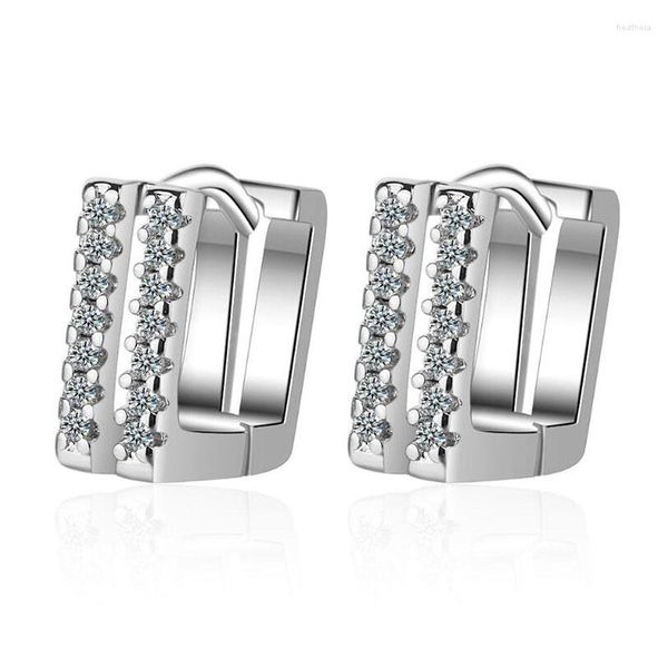 Orecchini a cerchio KOFSAC squisita doppia fila zircone orecchino quadrato gioielli in argento sterling 925 per le donne regali di San Valentino