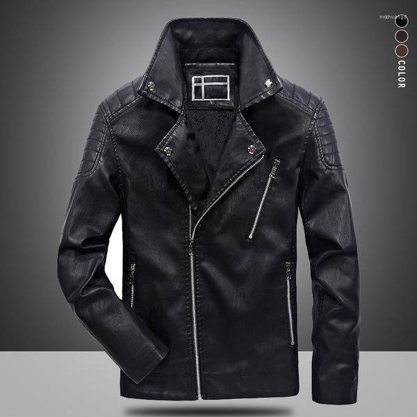 Pelliccia da uomo Inverno Giacca in pelle da uomo Cappotto in pile maschile Oversize Solido di alta qualità PU Casual Biker Uomo Moto 6XL BS1782