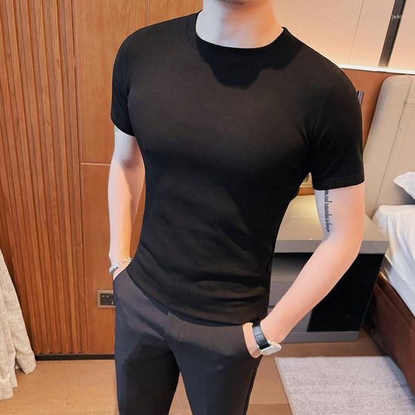 Мужские футболки, летняя брендовая облегающая мужская одежда Harajuku, топы больших размеров, футболки, одежда больших размеров, корейская белая одежда с коротким рукавом