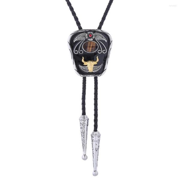 Ожерелья с подвесками, оригинальный дизайн, трапециевидный узор в виде травы, тигровый глаз, камень, галстук-боло в виде животных