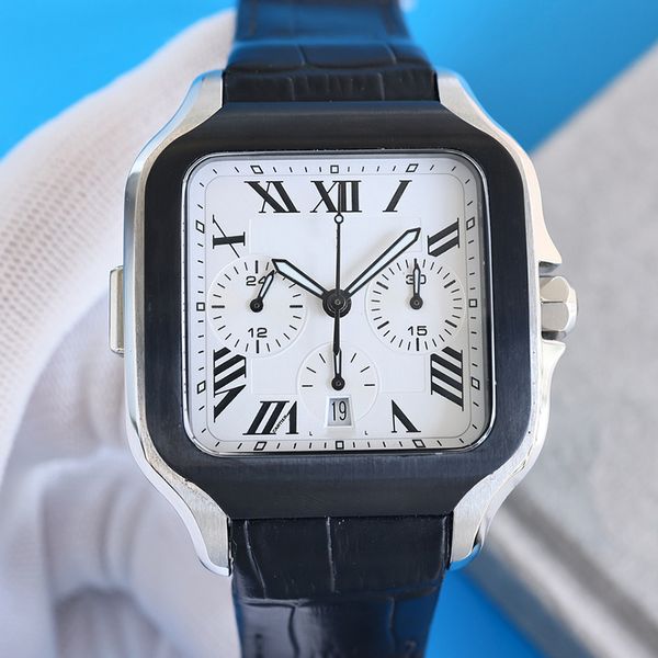 Herrenuhren 7550, automatische mechanische Uhrwerke, 43,3 mm, wasserdicht, modisch, kratzfest, Saphir-Armbanduhren, Montre De Luxe-Lederarmband