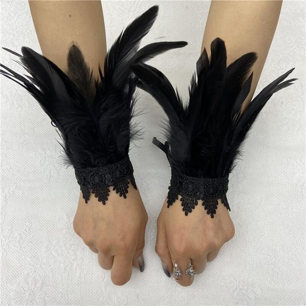 Joelheiras penas acessórios de pulso feminino masculino cosplay halloween desempenho demônio diabo bruxa vampiro morcegos trajes estilo punk gótico