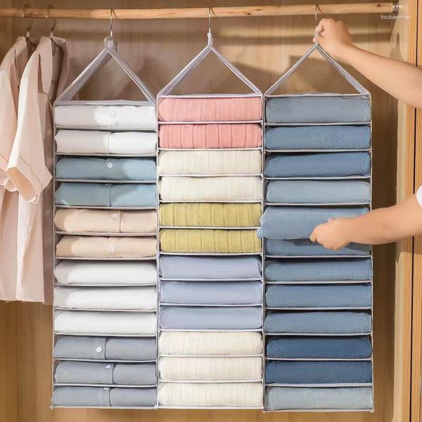 Caixas de armazenamento dobrável guarda-roupa pendurado saco de roupas roupa interior jeans economizar espaço organizador do armário portátil sacos resistentes