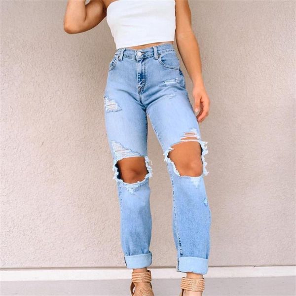 Calças de brim femininas mulher alta rua vintage cintura estiramento bulifting jeggings clássico ajuste calças jeans streetwear