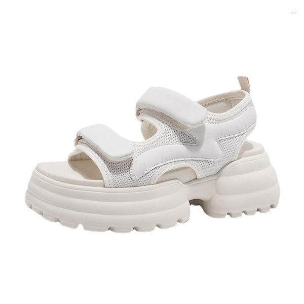 Kleid Schuhe Chunky Plattform Frauen 2023 Sommer Offene Zehen Sandalen Lässige Strand Slides Designer Schwarz Weiß