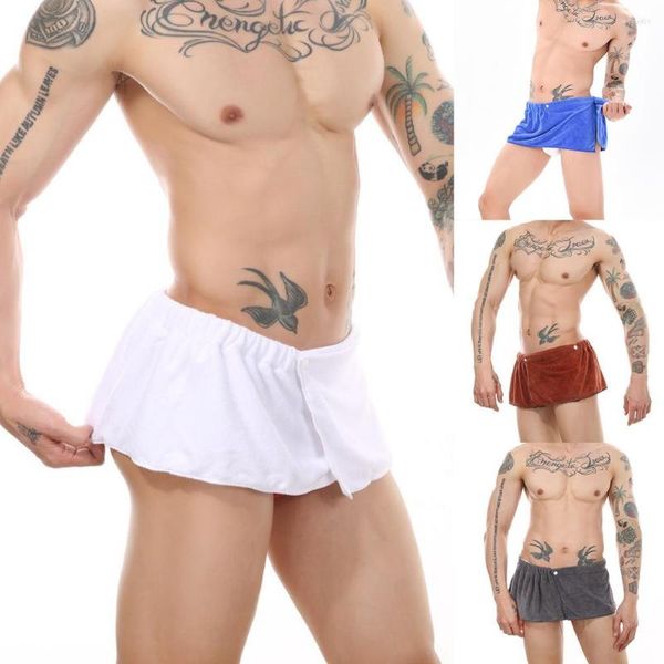 Männer Nachtwäsche Sexy Shorts Bademantel Badetuch Boxer Weiche Seite Offen Schwimmen Strand Pyjamas Culottes Dusche Dicke T7Y2