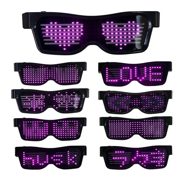 Diğer Etkinlik Partisi Malzemeleri Bluetooth Programlanabilir LED Metin USB Şarj Ekran Gözlükleri Özel Gece Kulübü DJ Festival Parti Parlayan Oyuncak Hediyesi 230926