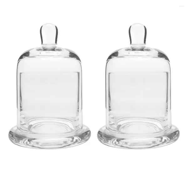 Kerzenhalter 2 Sätze Glasglocke Glas Kerzenständer für Zuhause Zylinderbehälter Deckel Hochzeitshalter Klare Verzierung