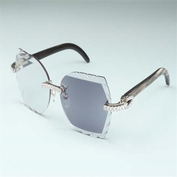 Nova lente de mudança de cor esculpida de alta qualidade 8300817-C1 luxo natural preto padrão chifre óculos de diamante armação 58-18-135mm um mirro3325