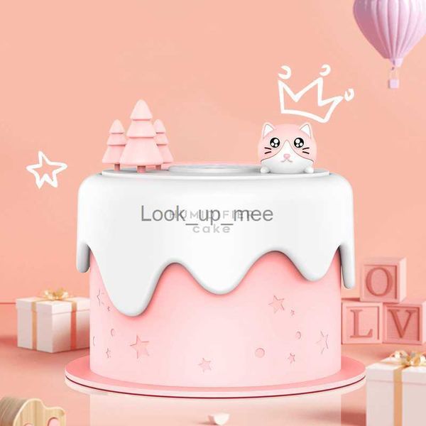 Umidificadores Cute Cat Cake Mini Umidificador de Ar com Lâmpada LED 300ml USB Ultrasonic Cool Mist Maker Fogger Mute Umidificador para Quarto Escritório YQ230926