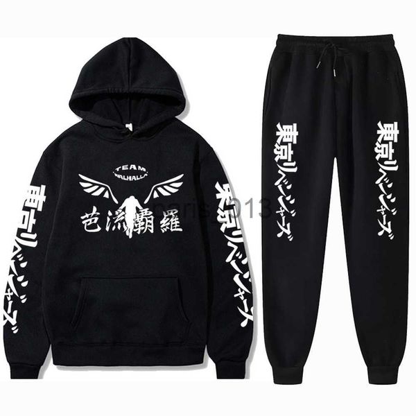 Moletom dos homens Conjuntos de moletom dos homens Anime Tokyo Revengers Hoodies + Sweatpants 2 Pcs Gambar Valhalla Calças Gráficos Streetwear Roupas XS-4XL X0926