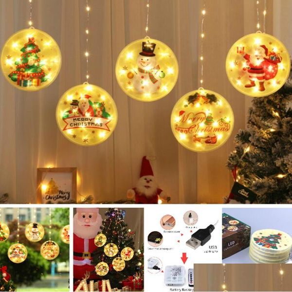 Decorazioni natalizie Luci a LED Decorazione esterna 1,5 M Caduta 0,4-0,6 M Anno di corda Festa di nozze Ghirlanda Lampada appesa Consegna a goccia Otuyh