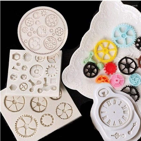 Stampi da forno Ingranaggi di grandi dimensioni Parti di macchine Stampo in silicone Torte fondenti Stampi per decorare Strumenti per cioccolato Sugarcraft per forma Gumpaste