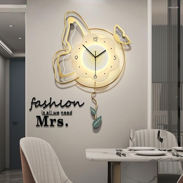 Duvar Saatleri Lüks Saat Modern Tasarım Kelebek Modelleme Uzaktan Kumanda Gece Işık Oturma Odası Yemek Ev Dekorasyon