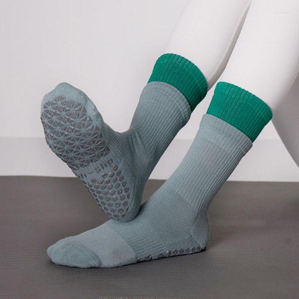 Спортивные носки для йоги, хлопковое полотенце в горошек, силиконовые, нескользящие, женские, высокое качество, для пилатеса, для экипажа