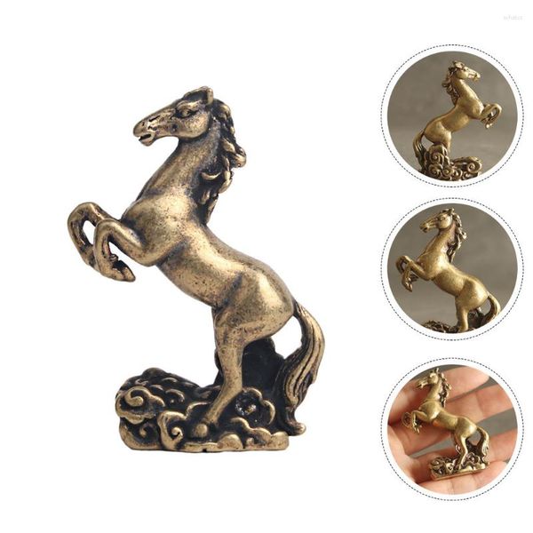 Figurine decorative Cavallo Piccolo articolo in bronzo Ornamento vintage Arredamento artigianale Casa Ornamento unico Modello Decorazioni per la casa in ottone Wen Wan