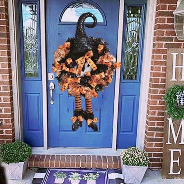 Fiori decorativi Halloween Strega Porta d'ingresso Atmosfera Decorazione Ghirlanda Gambe sospese Puntelli fantasma