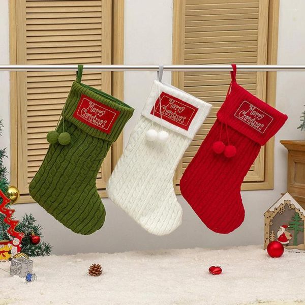 Weihnachtsdekorationen, gestrickter Strumpf, fröhlich, handgefertigt, wiederverwendbar, festlicher Weihnachtsbaum, hängendes Geschenk für Party